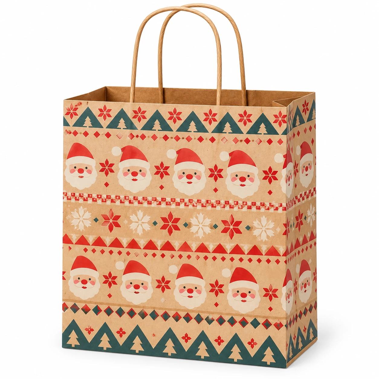Santa Pattern Kraft Gift Bag